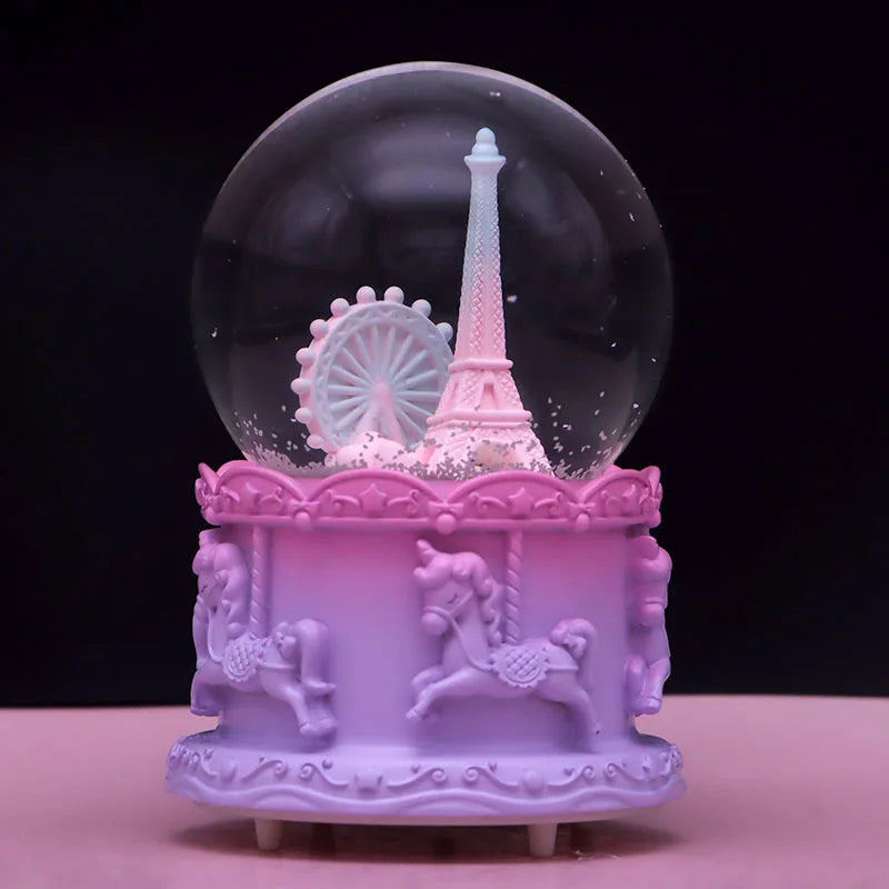 Eiffel Tower Snow Globe Music Box